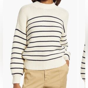 Alex Mill Stripe Button Back Cotton Crewneck
